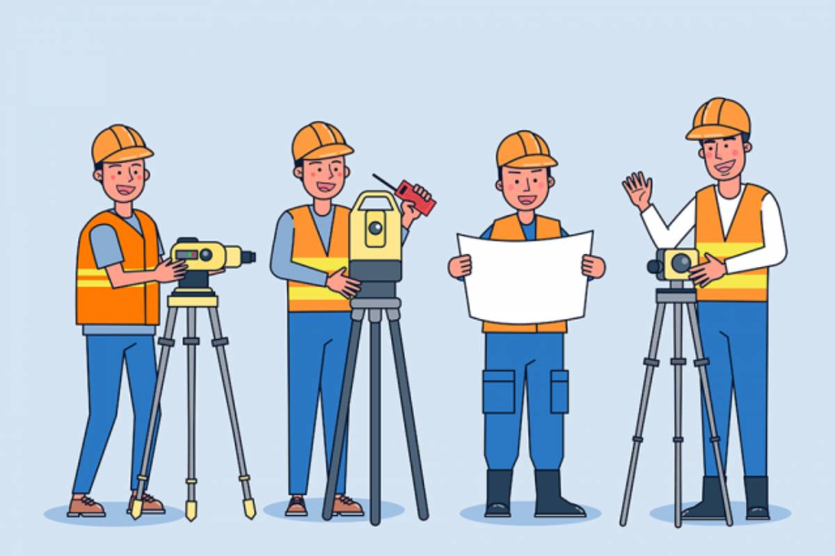 công nhân khảo sát công trình trước khi lắp đặt chống sét 