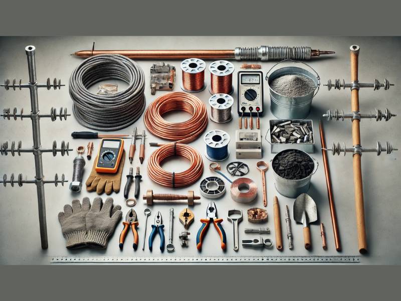 chuẩn bị vật liệu và dụng cụ lắp đặt hệ thống chóng sét 